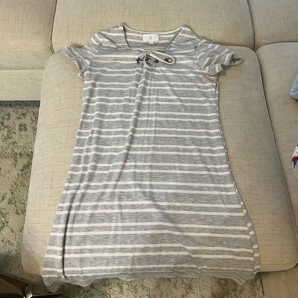 Gray and White Striped Dress